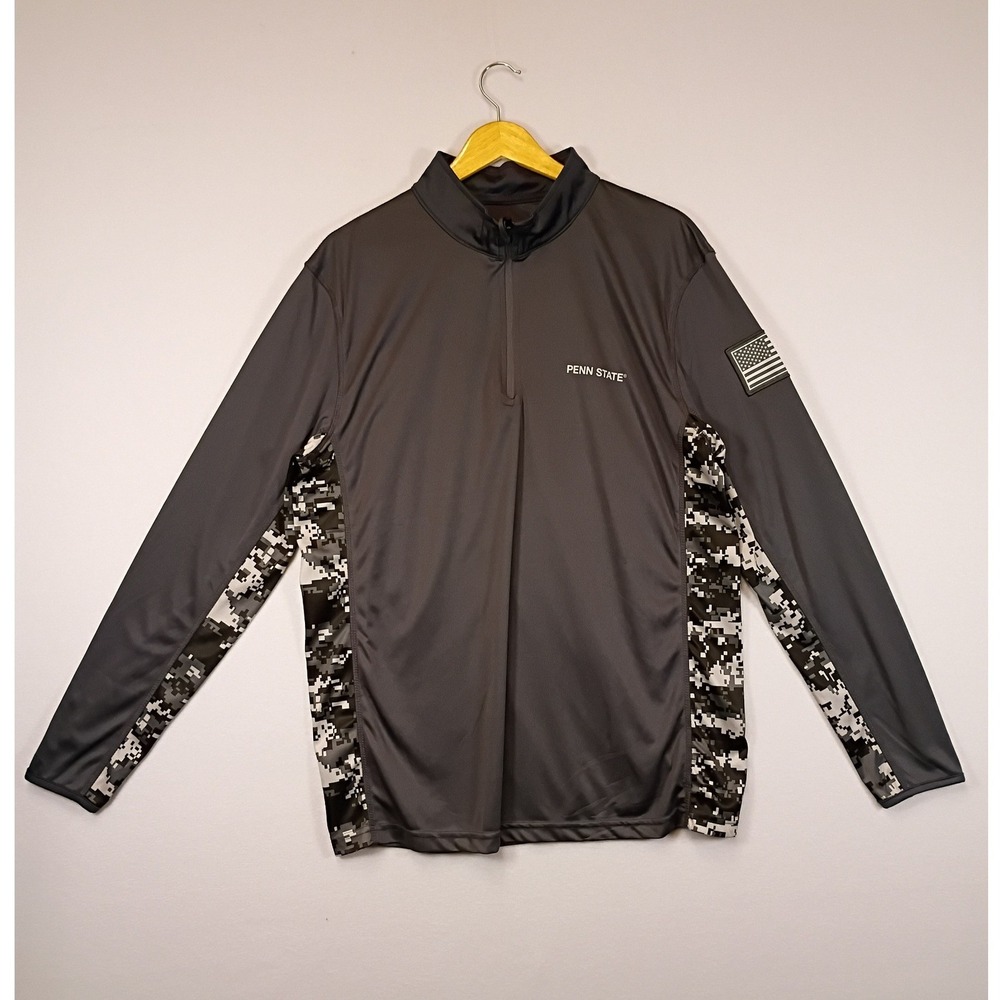 Tactical Penn State Colosseum Mens L Gray Digital Camo OHT Quarter Zip Pullover